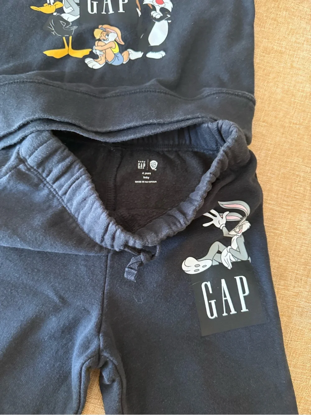 GAP Black Kids Hoodie and Sweatpants with Looney Tunes Graphic